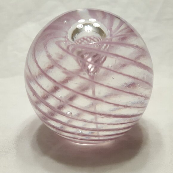 Vintage Paperweight Round Size Small Lavender Purple Swirl Bubble 2.5 in Tall - Picture 6 of 9